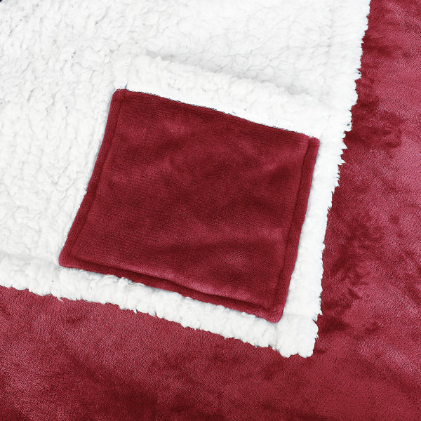 Catalonia Sherpa Fleece Throw Cape, Wearable Blanket Wrap with Hand